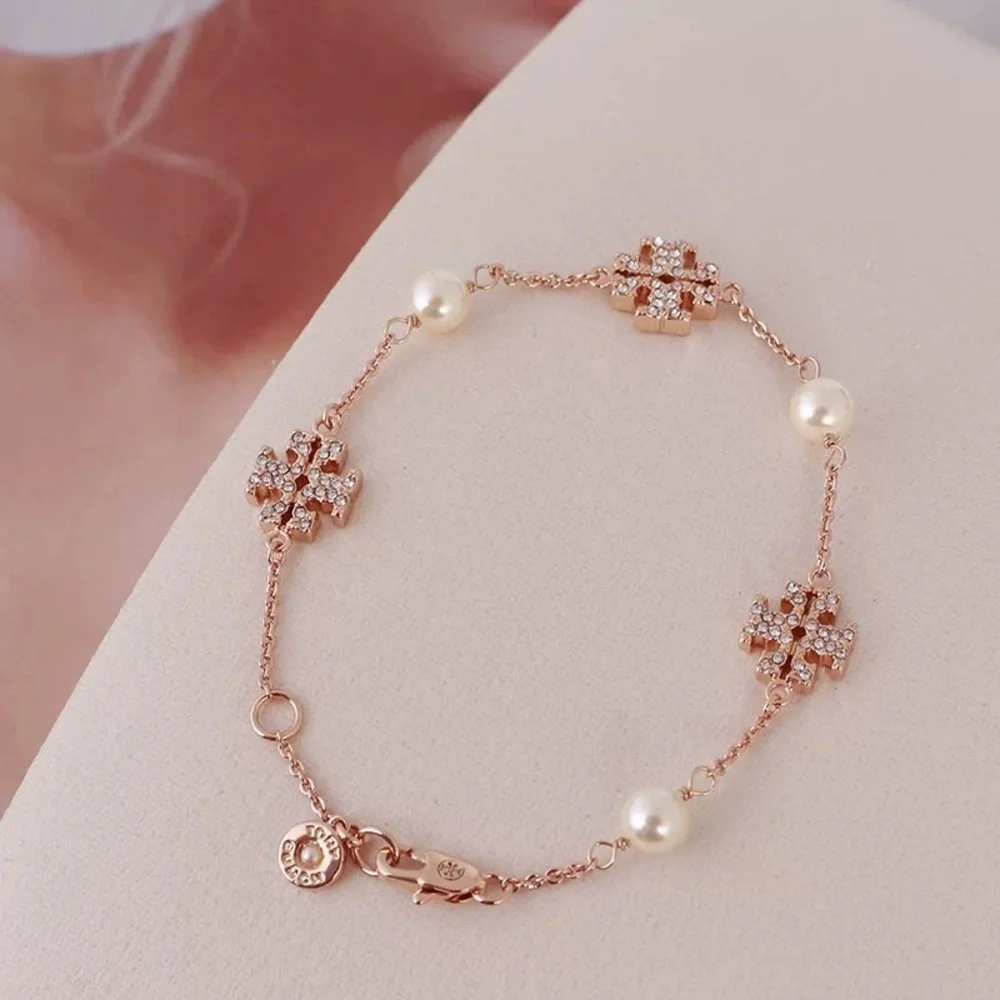 Tory Burch Rose Gold Gemstones and Pearl Bracelet - Picture 6 of 9
